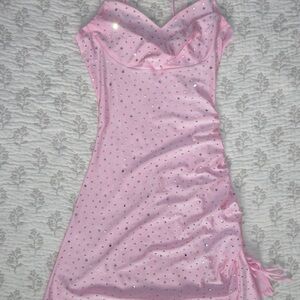 Pink Rhinestone-Embellished Dress